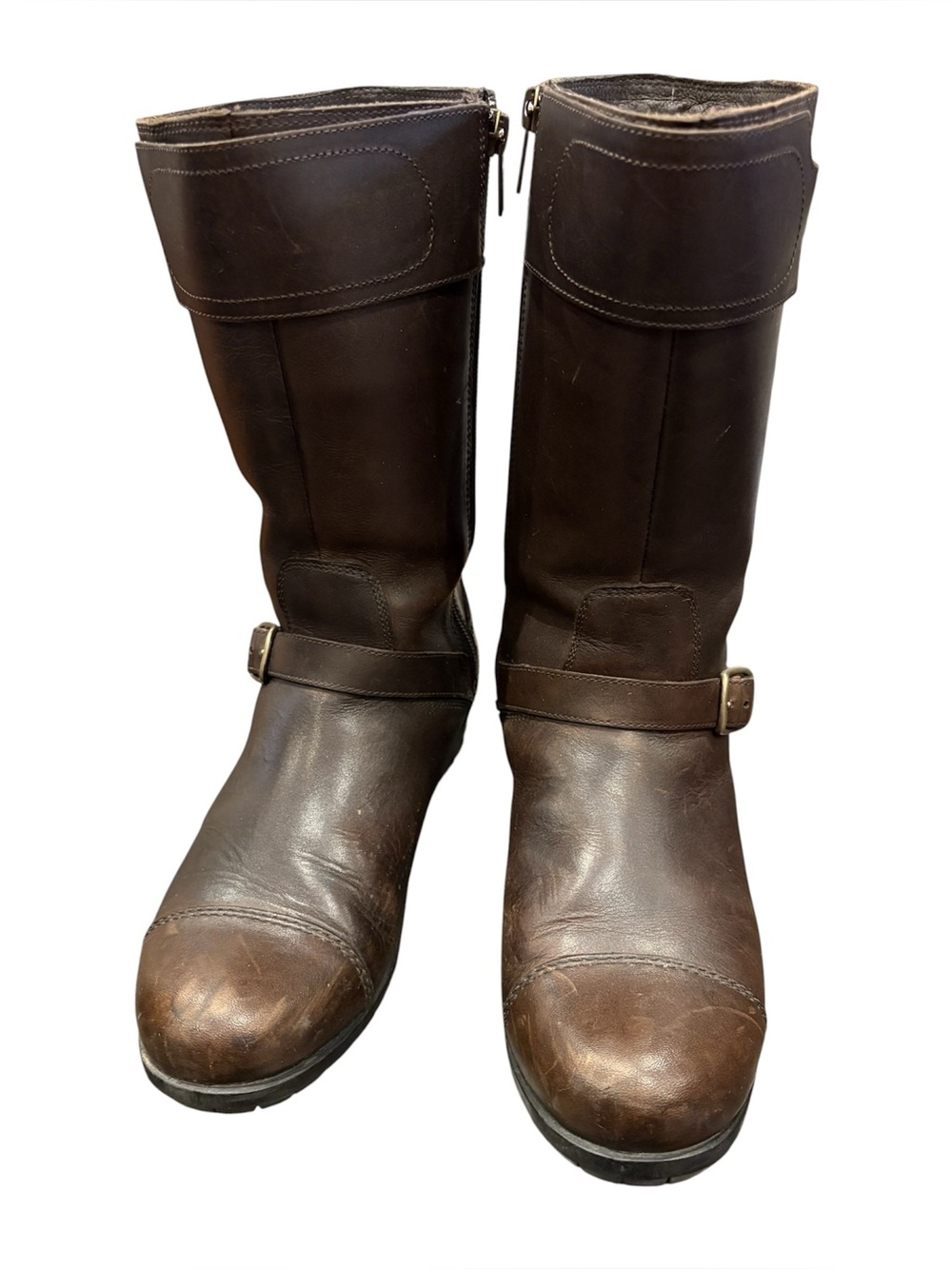 UGG Womens Gershwin Brown Leather Mid-Calf Buckle Boots, size 7 - Picture 2 of 10